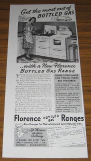 1941 Vintage Ad Florence Bottled Gas Ranges Stove Gardner,MA