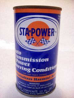 VINTAGE STA POWER TRANNY FLUID GAS AND OIL ADVERTISING CAN 