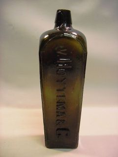 1800 V. HOYTEMA & C. Dutch Case Gin Bottle Dark Olive Green Glass 