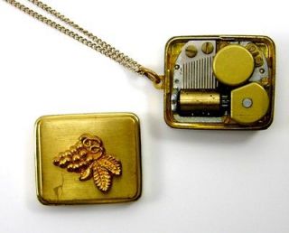 Gold Toned Antique Japan Pigeon Japanese Music Box Pendant Necklace 