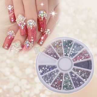   Nail Art Rhinestones 12 colors Round Glitters Tips Manicure Deco Wheel