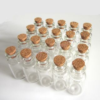   Lots Of 20 Pcs 16x35mm Tiny Small Clear Cork Glass Bottles Vials 2ml