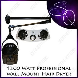 Professional 1200 Watt Wall Mounted Hooded Hair Dryer Beauty Spa Salon 