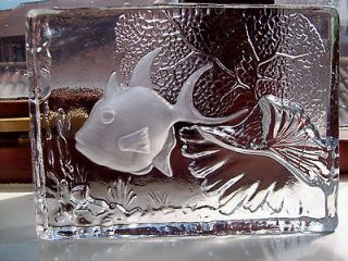   SOLID CRYSTAL CENEDESE GLASS FISH AQUARIUM BLOCK PAPERWEIGHT 22cm