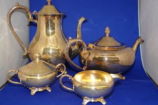 Vintage Gold Coronet Plate Tea & Coffee Pot Service w/ Cream & Sugar