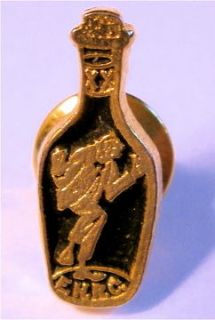 VTG NEW GOLD PLATED BOTTLE STAMPED E.H.R.C. LAPEL/HAT PIN CHRISTMAS 