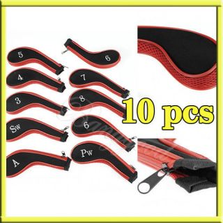 10pcs Sleeve Golf Club Iron Headcovers Head Cover Protect Case Red 