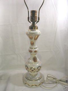 Bohemian Glass Table Lamp White Gold Electric