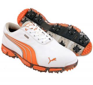 New PUMA Super Cell Fusion Ice Golf Shoes White/Orange/S​ilver Size 