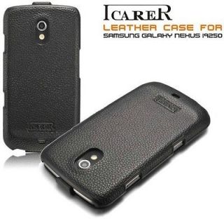   Genuine Leather Flip Cover Case For Samsung Galaxy Nexus i9250 Black