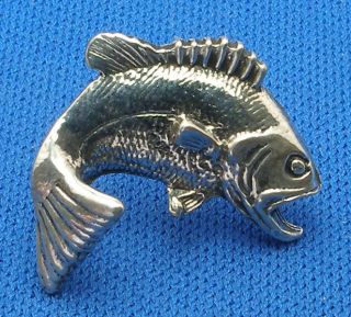 Sterling Silver Large Mouth Bass Tie Tack, Hat Tack