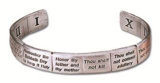Ten Commandments Bracelet Lead Free Silver Pewter with Card Adjustable 