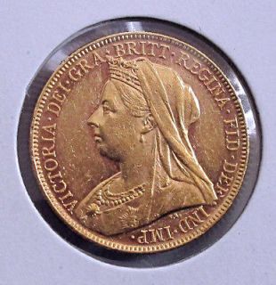 1899 AUSTRALIA GOLD COIN, VICTORIA SOVEREIGN MELBOURNE MINT AU 1899