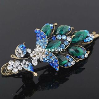 Delicate Crystal Phoenix Hair Barrette Clamp Clip Grip New Green
