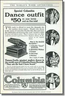 1914 Columbia Graphophone Record Player Print Ad