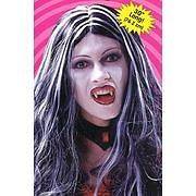   Black Wig White Streaks Long Curly Hair Witch Costume Gray Grey