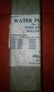 Vintage antique water pump repair kit willys A 1539 ford GPW 18515