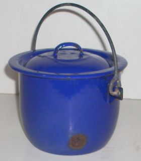 Vintage Cobalt Blue Granite Covered 12 CM Pot