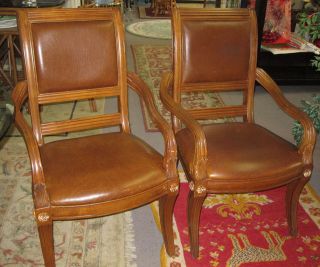Set of 6 Distressed Leather Dining Chairs by BERNHARDT
