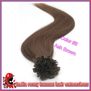 stick india remy human hair extensions u tip 18 0.5g/s 100s #8 ash 