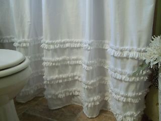 Shabby Chic   Cottage  Beach   Washed White Cotton Ruffles Shower 