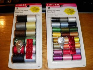   or 24 Assorted Colors Polyester Hand Thread Spools + Needles Threader