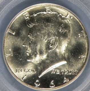 1964 Kennedy Half Dollar PCGS MS64 Pair of Nice, White, First Year 