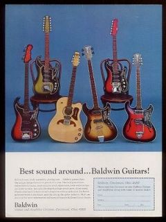 1966 Baldwin electric guitar 6 models photo vintage print ad