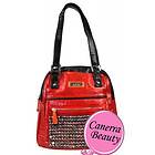 Nicole Lee Designer Gwen Rock Stud Shoulder Tote Handbag Purse NWT Red
