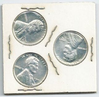 1943 P D S Lincoln Steel Wheat Cent Penny Set of 3