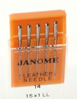 Janome Sewing Machine Leather Size 14 Needle 5 Count