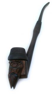 New Hand Carved FOLK   ART Tobacco Smoking Pipe/Pipes *Long moustache 