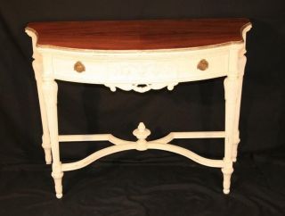 WONDERFUL Antique Chic Country French Shabby Painted Demilune Console 
