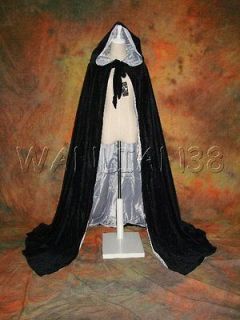   Black Wedding Hooded Cloak Coat Cape LARP Shawl Halloween Stocks