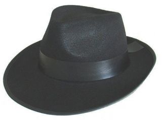 BLACK GANGSTER FEDORA BLUES BROTHERS HAT COSTUME