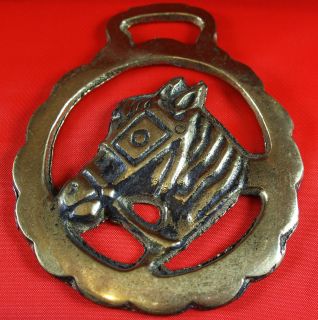 Horse Head with Blinkers HORSE BRASS Harness Decoration Vintage Nice 