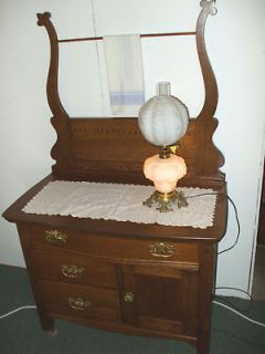 Antique Oak Washstand Dresser w/ towel bar 36 commode Made in USA