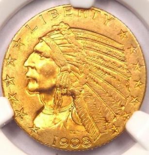 1908 D Indian Gold Half Eagle $5   NGC MS63   RARE Uncirculated 
