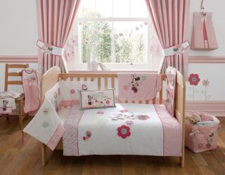   MOUSE PINK NURSERY COT SET BEDDING CURTAINS BUMPER TOWEL AN MORE