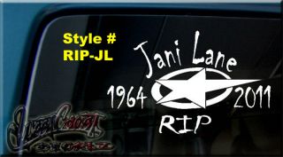 IN MEMORY OF JANI LANE WARRANT RIP VINYL DECAL STICKER