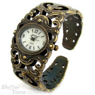   Vintage Style Ornaments Decorated MOP Dial Womens Bangle Cuff WATCH