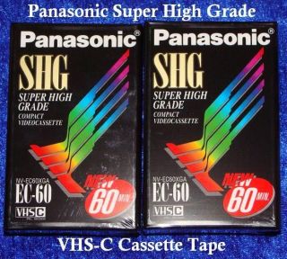 2x PANASONIC SHG60 VHS C CAMCORDER TAPE/CASSETTE