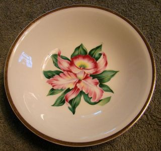 Small Bowl Orchid Design by Paden City Pottery 22K Gold