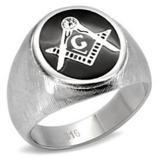 Freemasonry Masonic White Enamel Mens Ring 318 Stainless Steel size 13