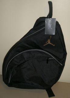 NEW Nike Air Jordan Chrome Jumpman Black Sling Backpack School Book 