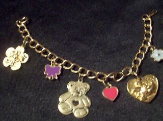Inch Gold Tone Charm Bracelet Signed Disney Minnie Mouse Best 