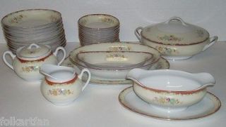 Vintage Garden China Japan Dinnerware Set 30 Pc Extra Bowls Platter 