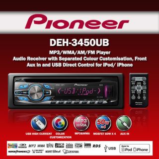 New 2012 Pioneer DEH 3450UB CD  WMA USB IPOD Stereo Car Player