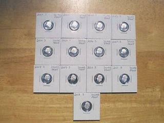 Roosevelt Dime Silver Proof 13 Coin Set 2000 2001 2002  2008 2009 2010 