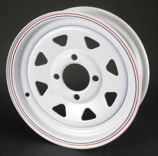 12X4 4/4 White Spoke Trailer Wheel 4 lug Rims on 4 Inch Bolt Pattern 